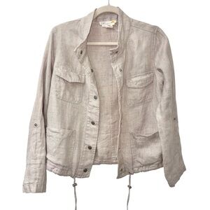 C&C California Linen Jacket Beige Casual Light Women's 100% linen Jacket Sz XS